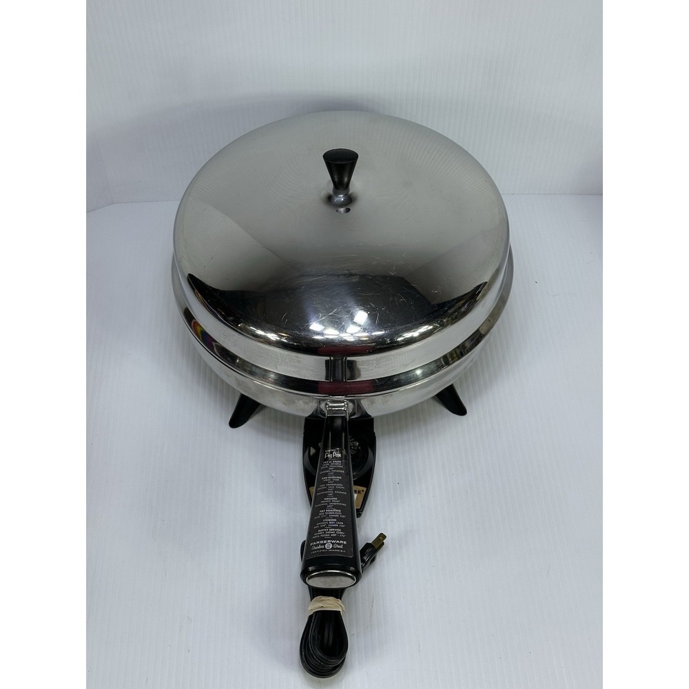 Farberware 12" Electric Frying Pan Dome Lid Stainless Steel Model 310-A Tested